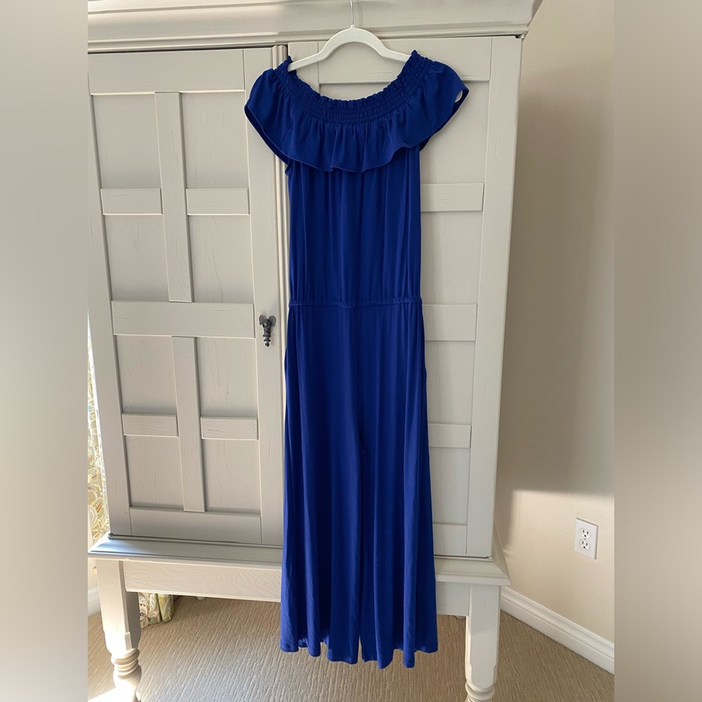 Ralph Lauren off the shoulder royal blue jumpsuit.